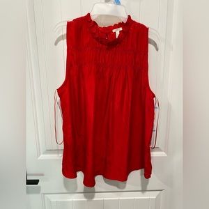 Red sleeveless blouse Womens